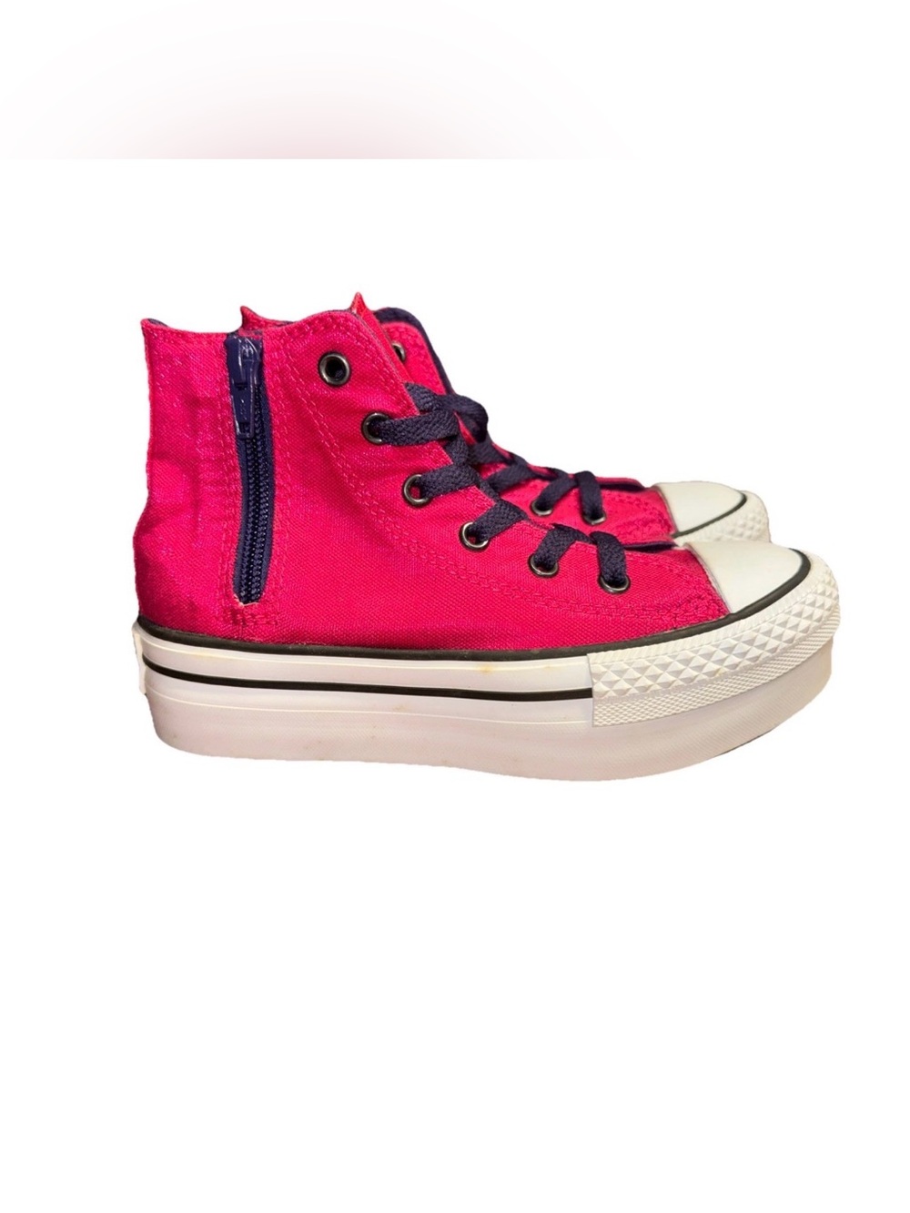 Converse All Star Hot Pink Side Zip Platform Hi Top Sneakers Youth Size 13 READ